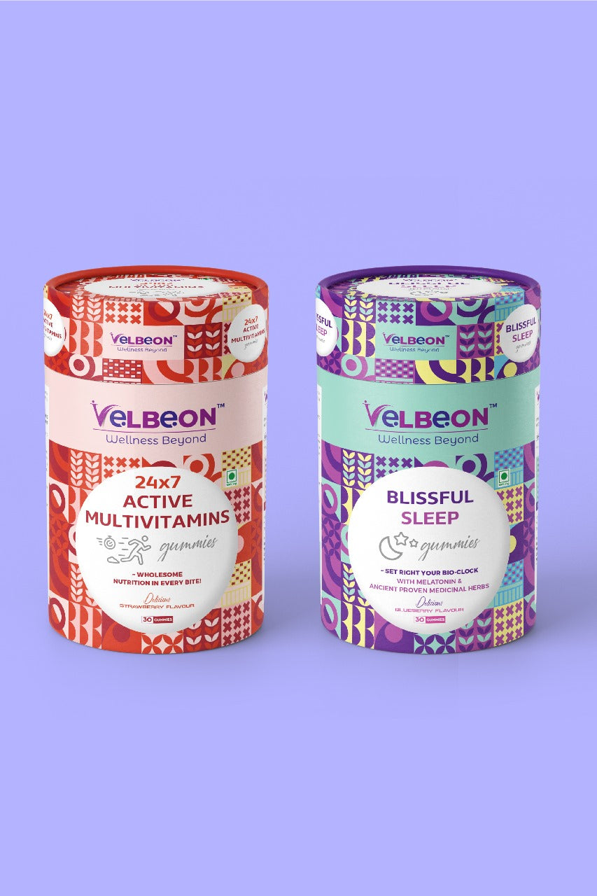 Blissful Sleep Gummies & 24x7 Active Multivitamin Gummies Combo - Velbeon