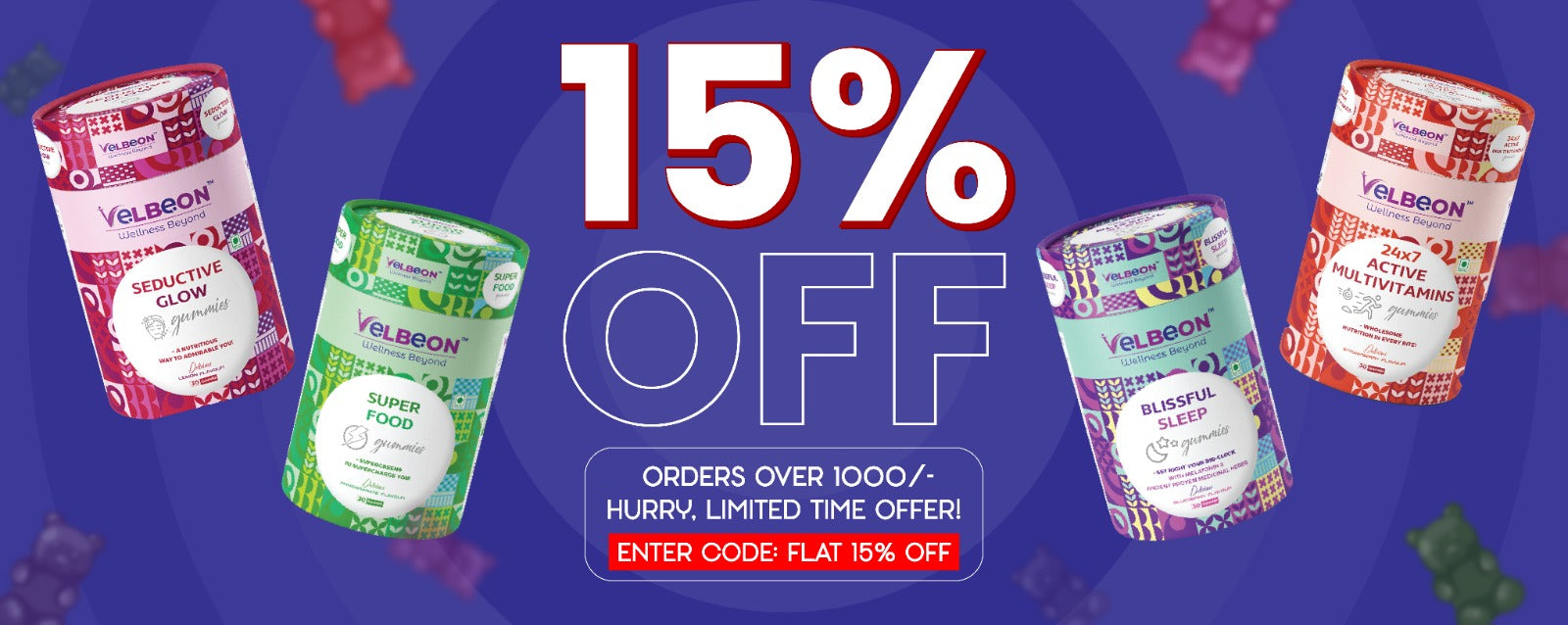 15 % OFF ORDERS OVER 1000/- HURRY, LIMITED TIME OFFER!
